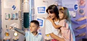 Family visiting a science museum together, Franklin, TN