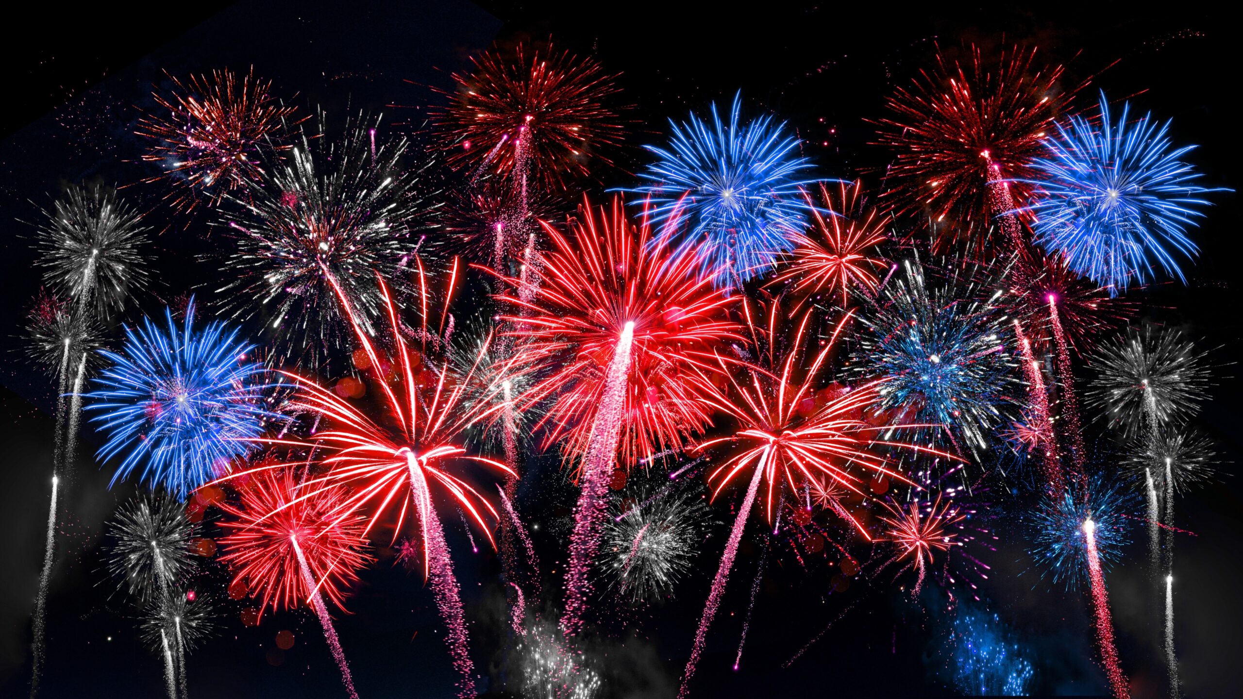 America 250 celebrations in Franklin and Brentwood, TN, showing red, white, and blue fireworks.