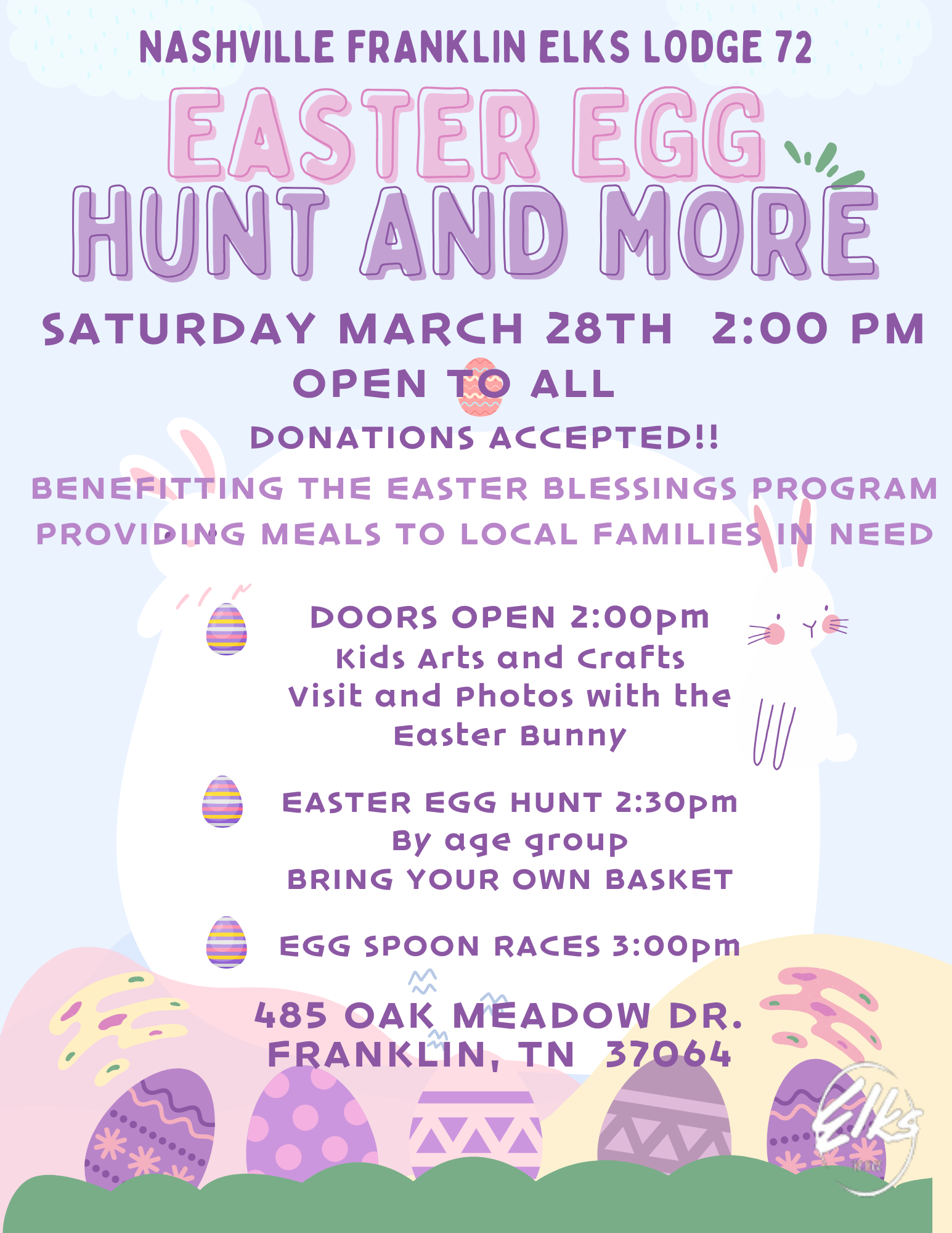 Franklin Elks Lodge- Easter Event & Egg Hunt.