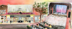 Illustration of the Franklin Theatre in Downtown Franklin by Andrea Silva