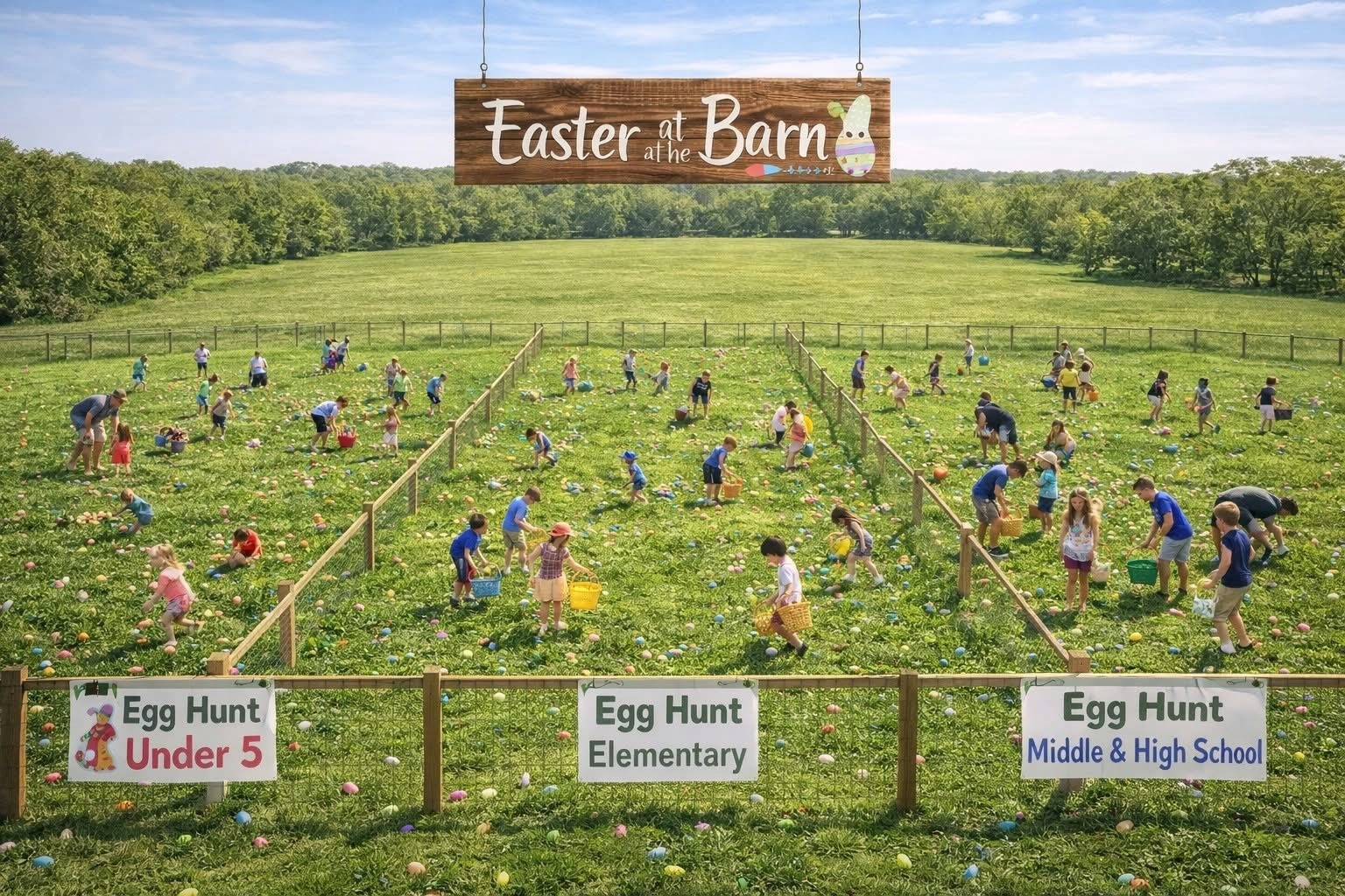 Hidden Gem Easter Egg Hunt in Spring Hill, TN, one of the biggest egg hunts in Middle Tennessee.