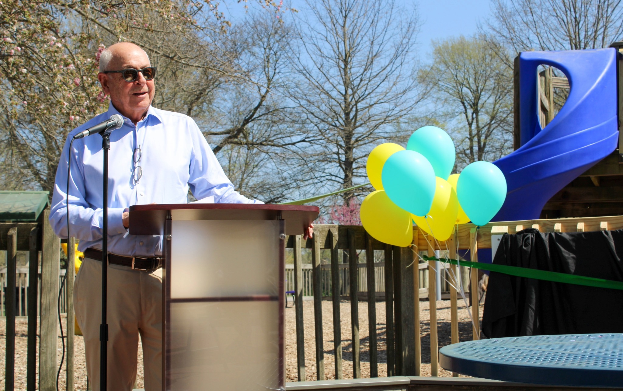 Pinkerton Park Franklin, TN_Play Communication Board Ribbon Cutting, showing Franklin Mayor Ken Moore