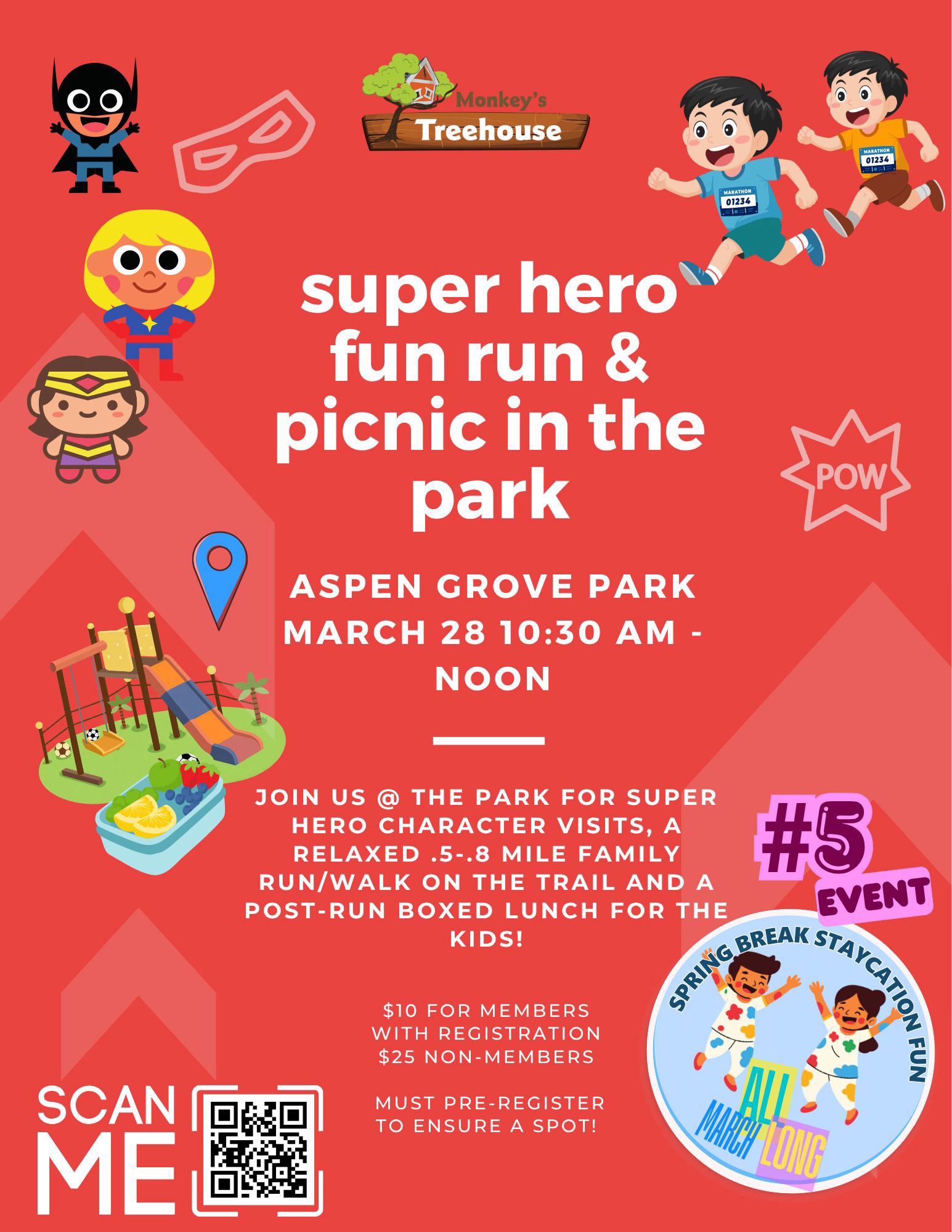 Super Hero Fun Run & Picnic in the Park Brentwood, TN Kids event.