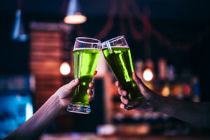 Tony's Eat & Drink, Franklin, TN, pints of green beer