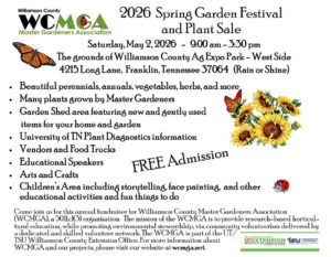 WCMGA Spring Garden Festival and Plant Sale in Franklin, TN - 2026.
