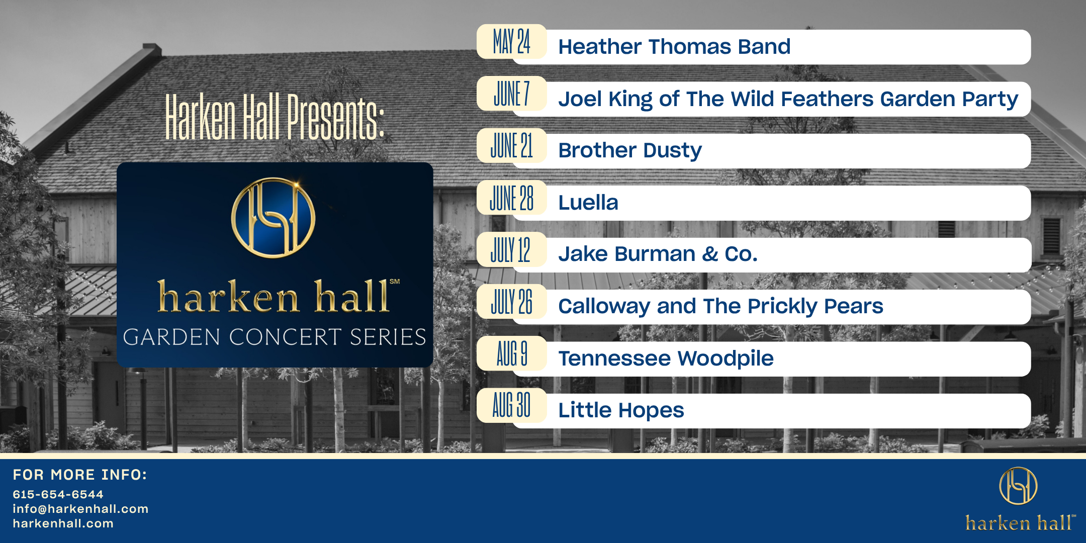 Harken Hall Garden Concert Series Presented by Yazoo Announces Lineup.