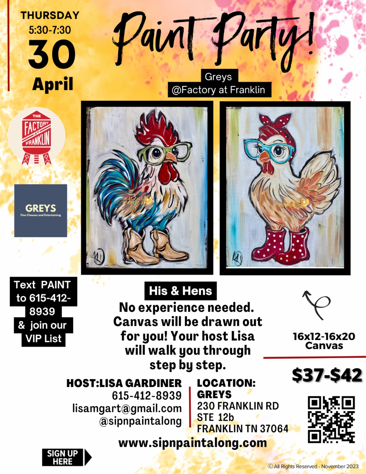 Paint Party at Greys Fine Cheeses Franklin, TN