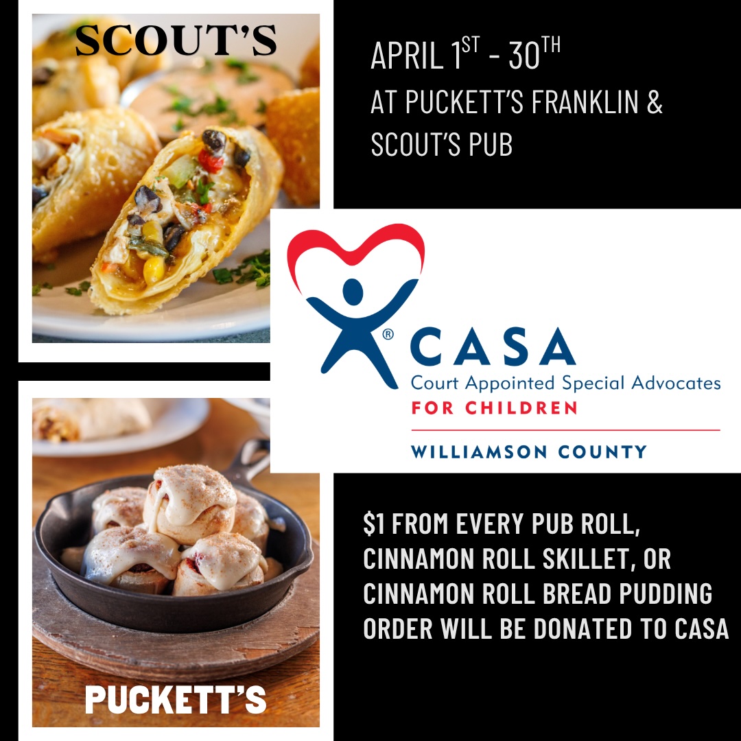 Puckett’s Franklin and Scout’s Pub Launch April Fundraiser Benefiting CASA