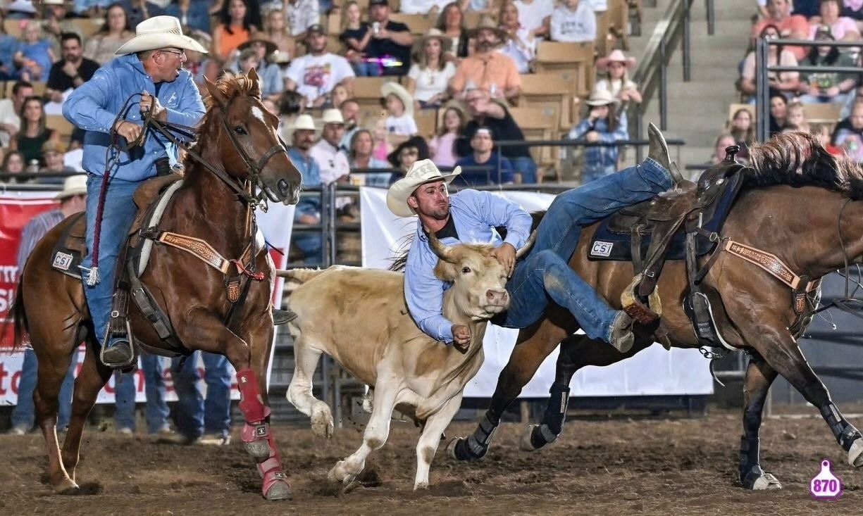 Franklin Rodeo steer wrestling competition in Williamson County, Tennessee