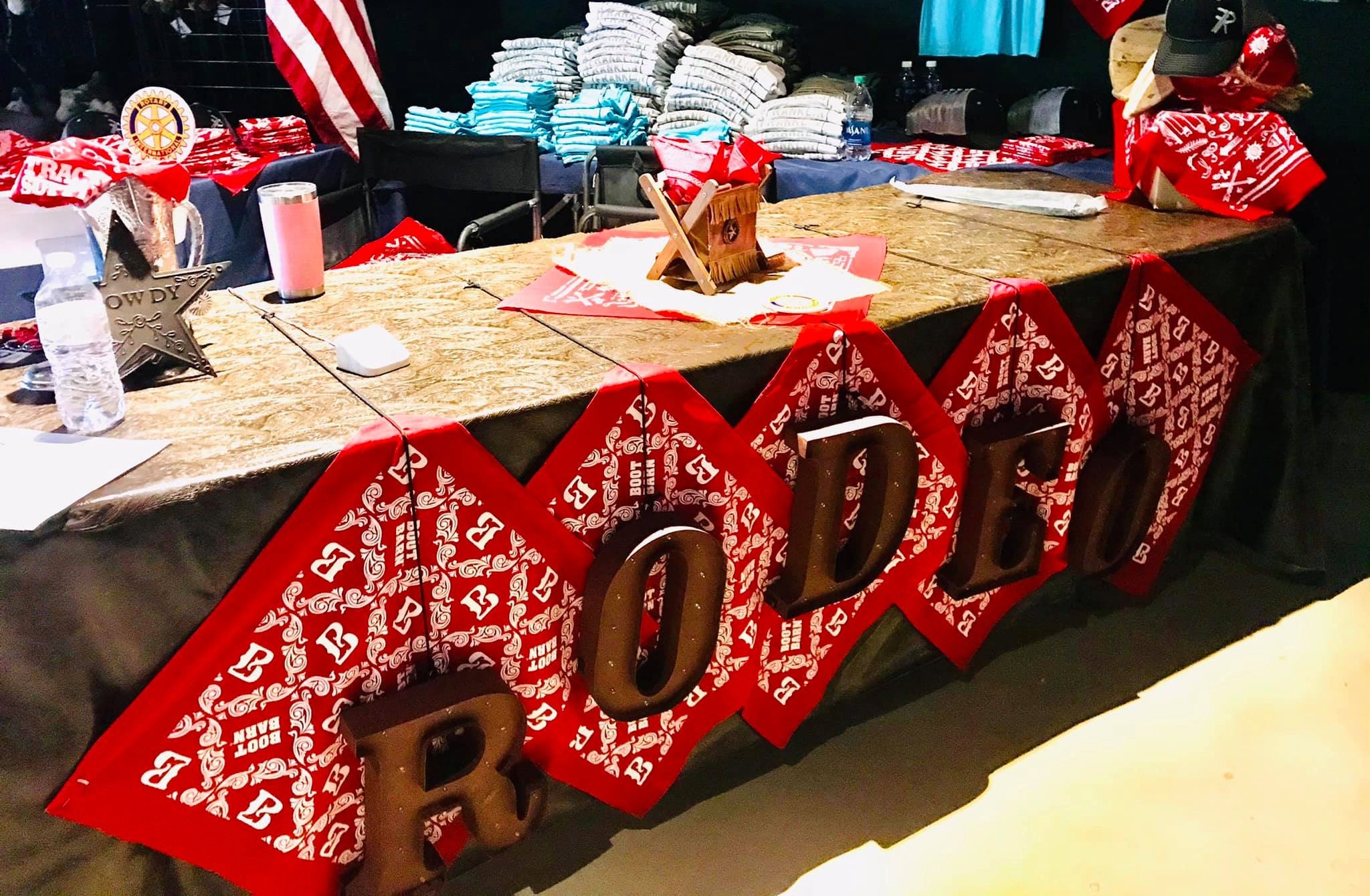 Franklin Rodeo vendor booth displaying merchandise and Western-themed items in Franklin, Tennessee