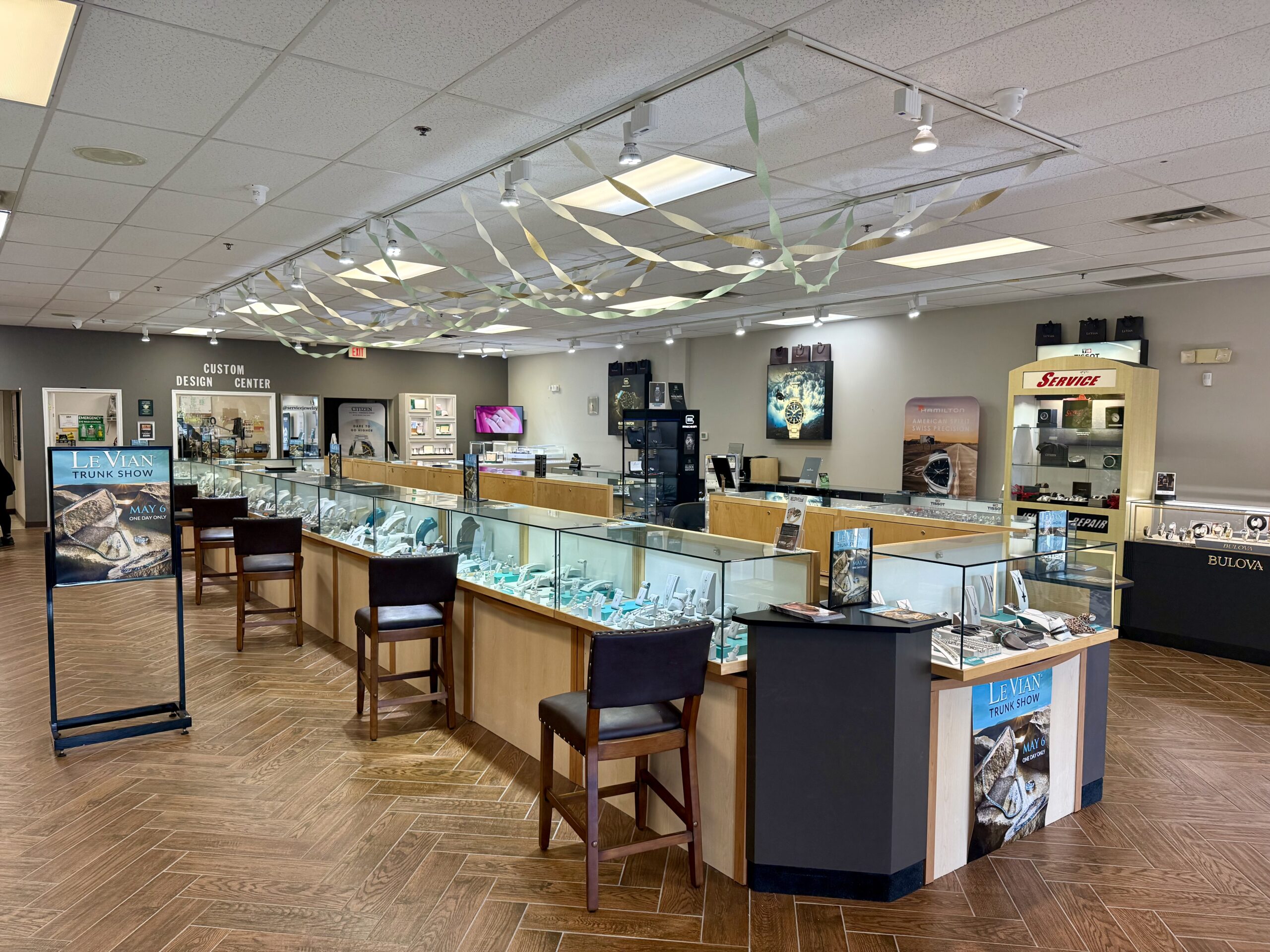 LeVian Trunk Show at Service Jewelry & Repair in Brentwood, TN, showroom floor.