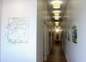 Mary Lynn Moran, M.D., Facial Plastic Surgeon in Franklin, TN, logo and hallway of office