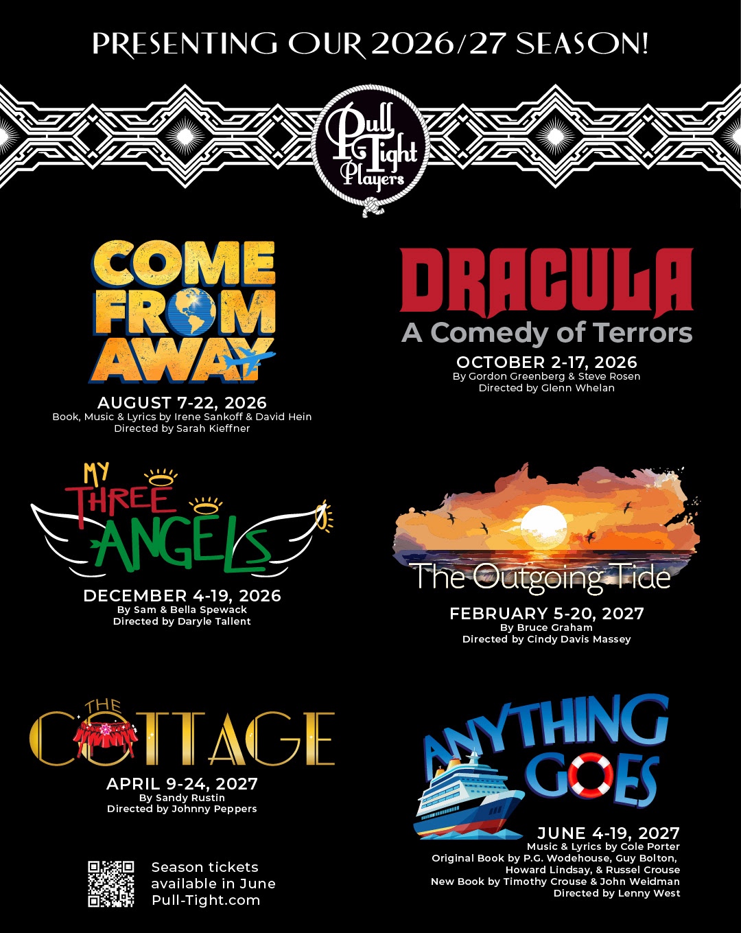 Presenting Pull-Tight Players 2026-2027 Season - Shows and Theatre in downtown Franklin, TN.