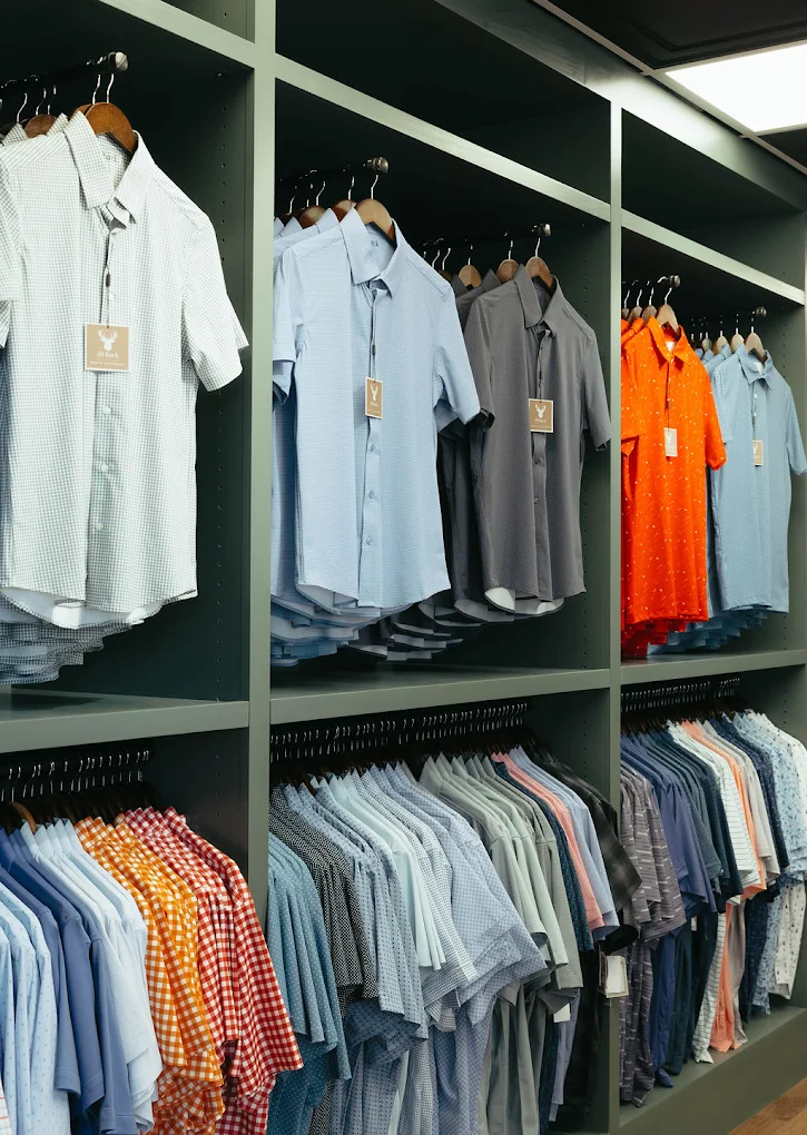 Southern Cottage, Downtown Franklin, Tennessee, display of men’s shirts inside the boutique
