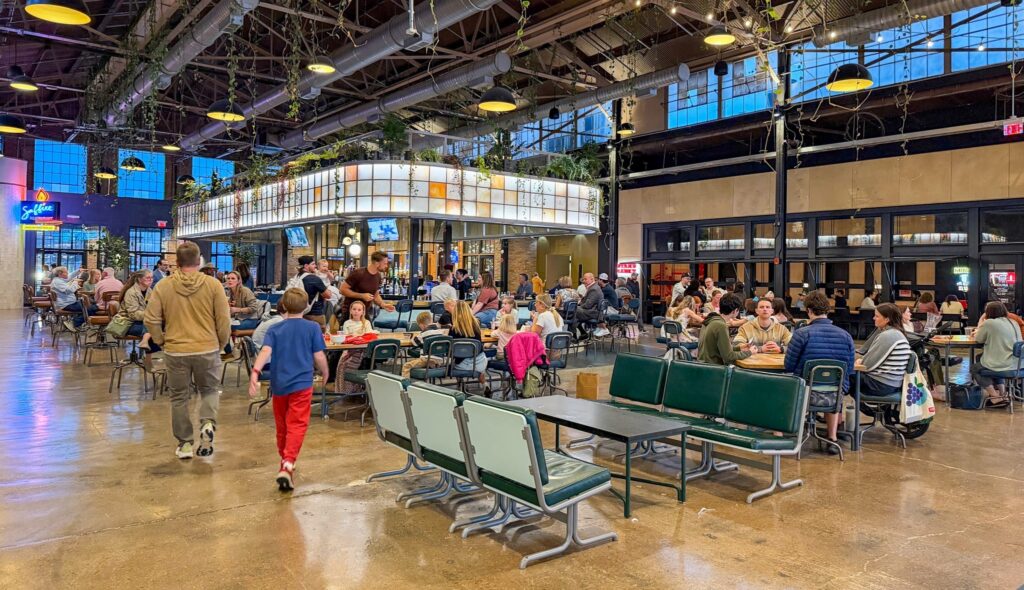The Factory at Franklin in Franklin, TN, showing the Grand Hall with the Skylight Bar.