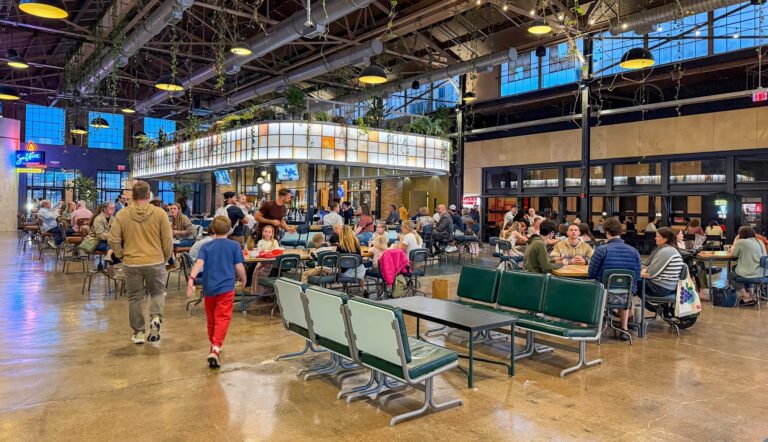 The Factory at Franklin in Franklin, TN, showing the Grand Hall with the Skylight Bar.