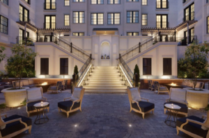 The Harpeth Hotel in downtown Franklin, Tennessee, courtyard area.