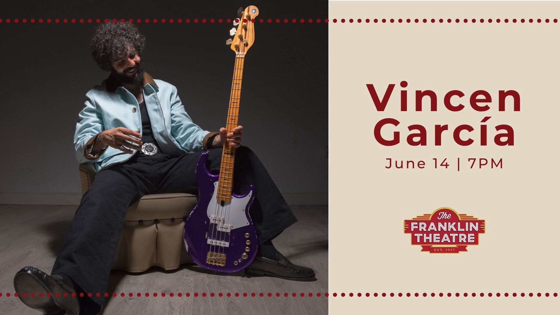 Vincen García to perform in downtown Franklin at The Franklin Theatre.