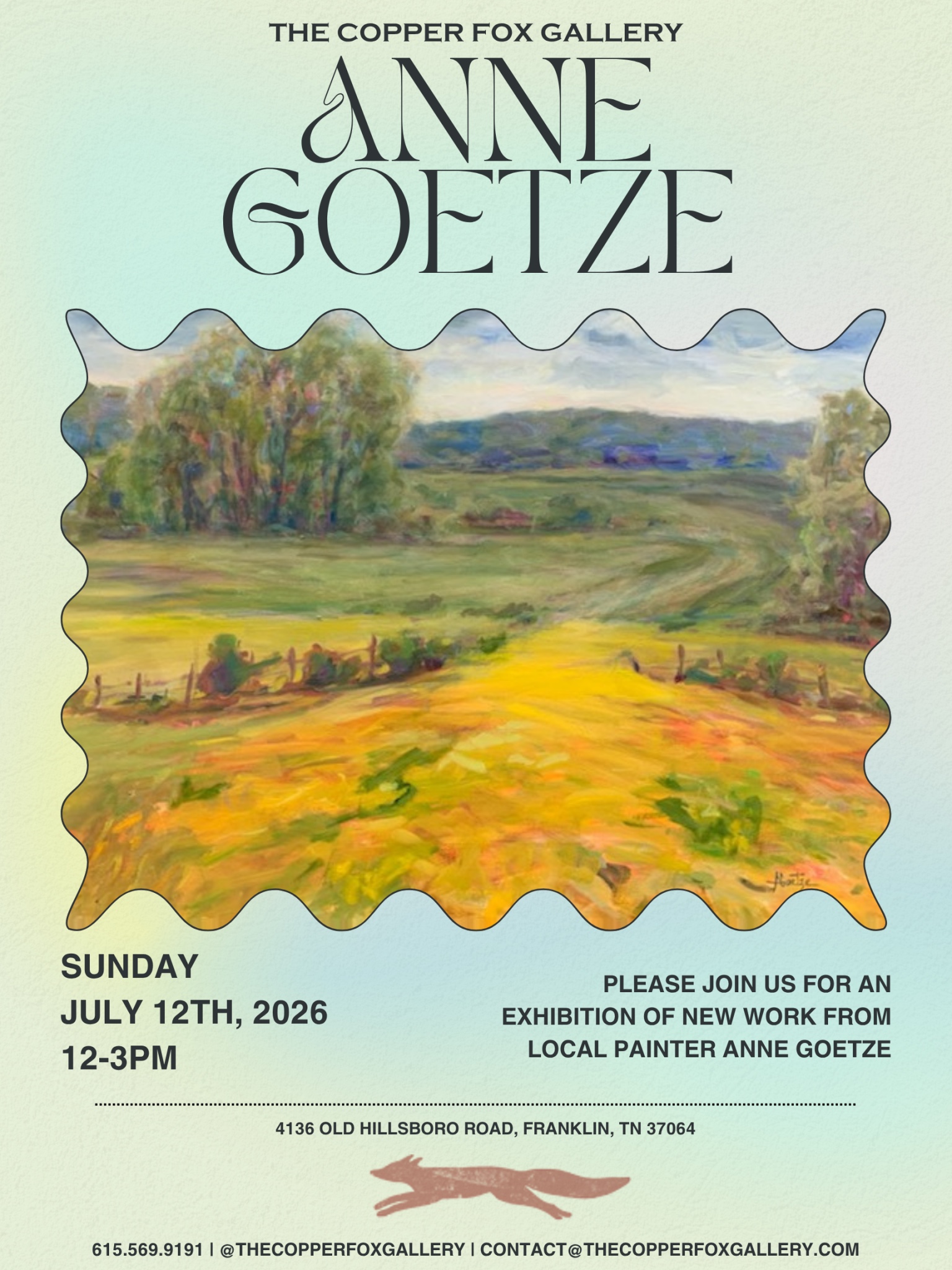 Anne Goetze Painting Exhibition Leiper's Fork TN.
