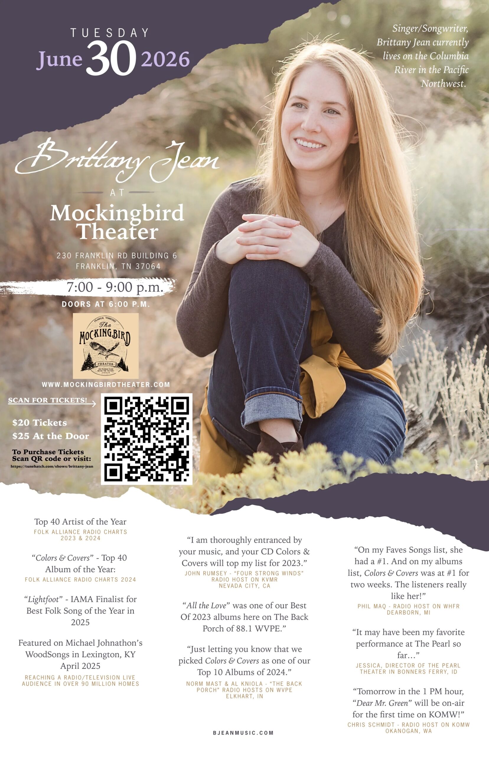 Brittany Jean Concert at The Mockingbird Theater in Franklin, TN.