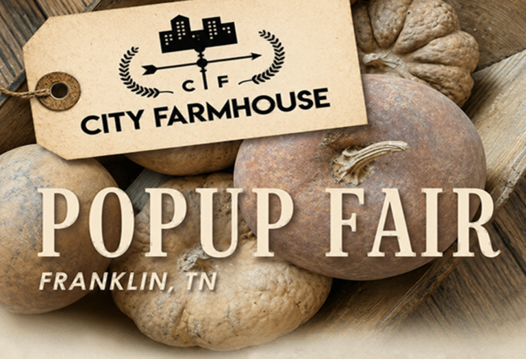 City Farmhouse Fall Pop-Up Fair in November at Bicentennial Park Pavilion in downtown Franklin, Tennessee.