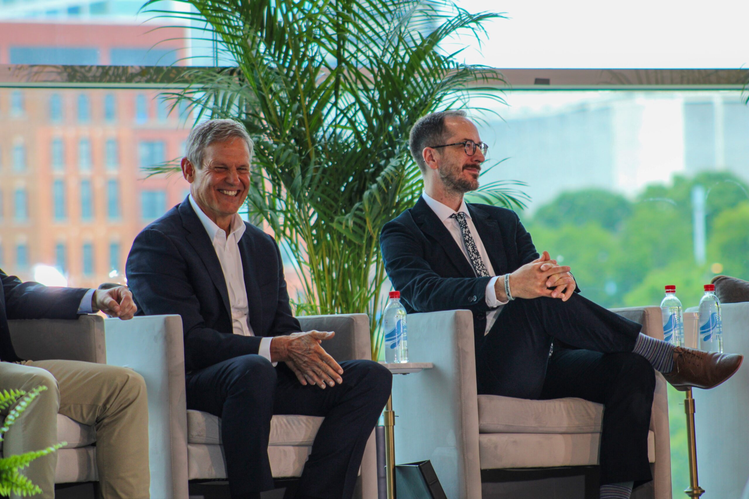 Governor Bill Lee and Mayor Freddie O’Connell attend the Super Bowl Nashville 2030 press conference at Nissan Stadium.