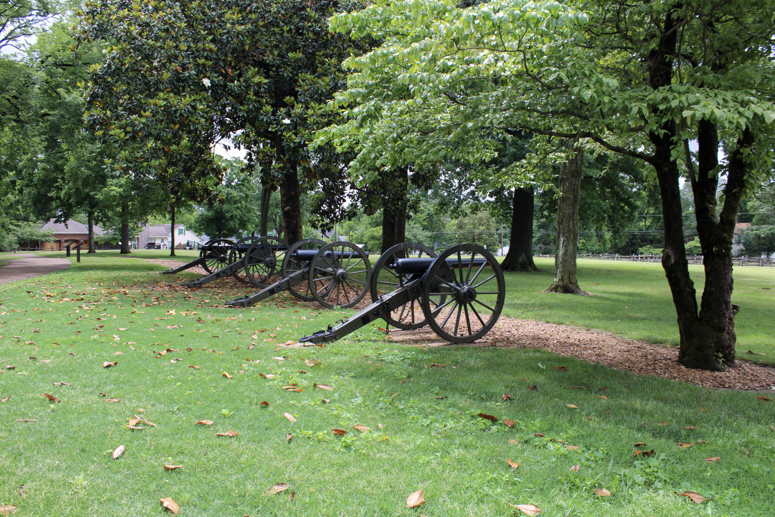 Lotz House Cellar Tour Franklin, TN cannon display near the historic battlefield area.