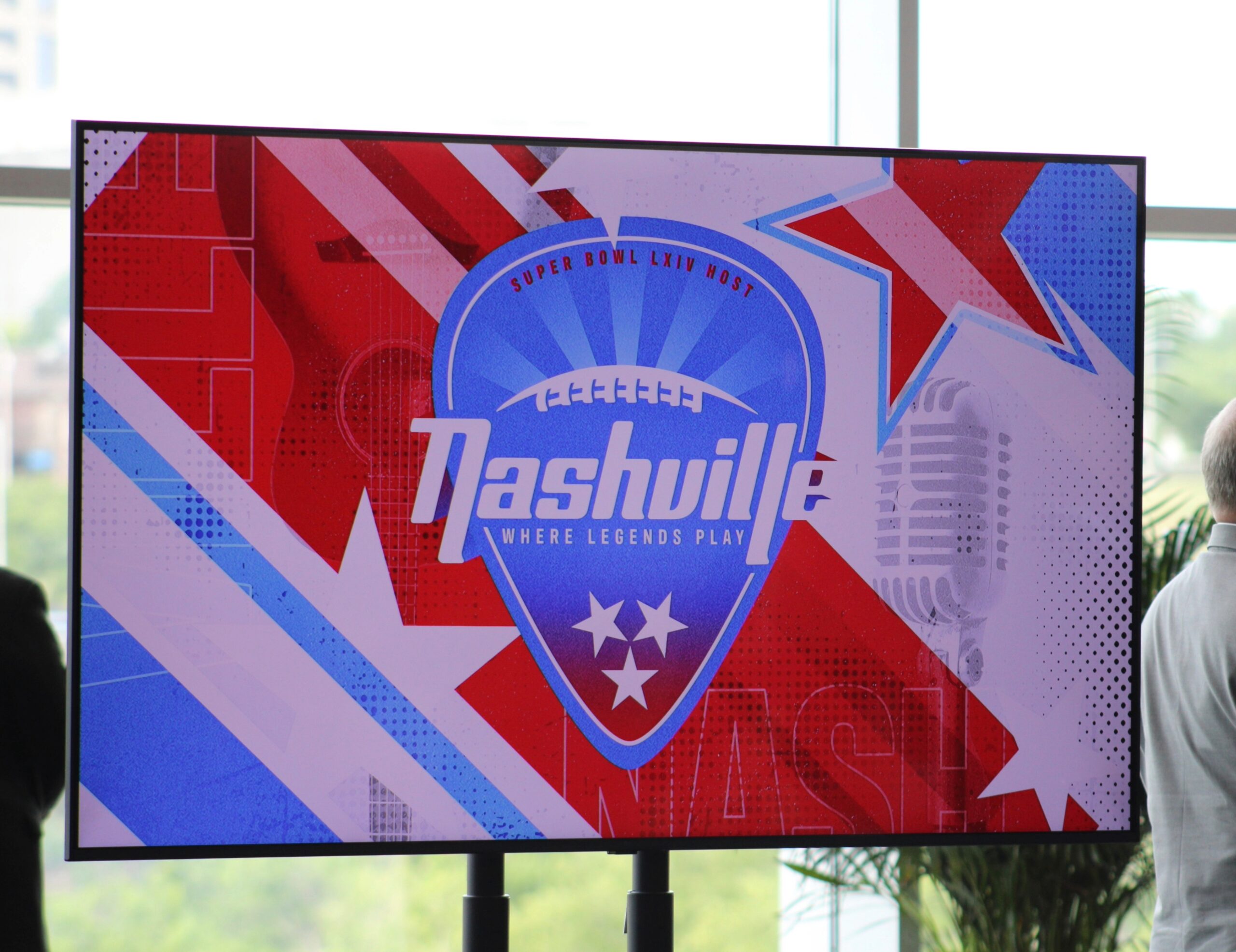 Super Bowl LXIV host graphic for Nashville as the city begins the countdown to the 2030 game.