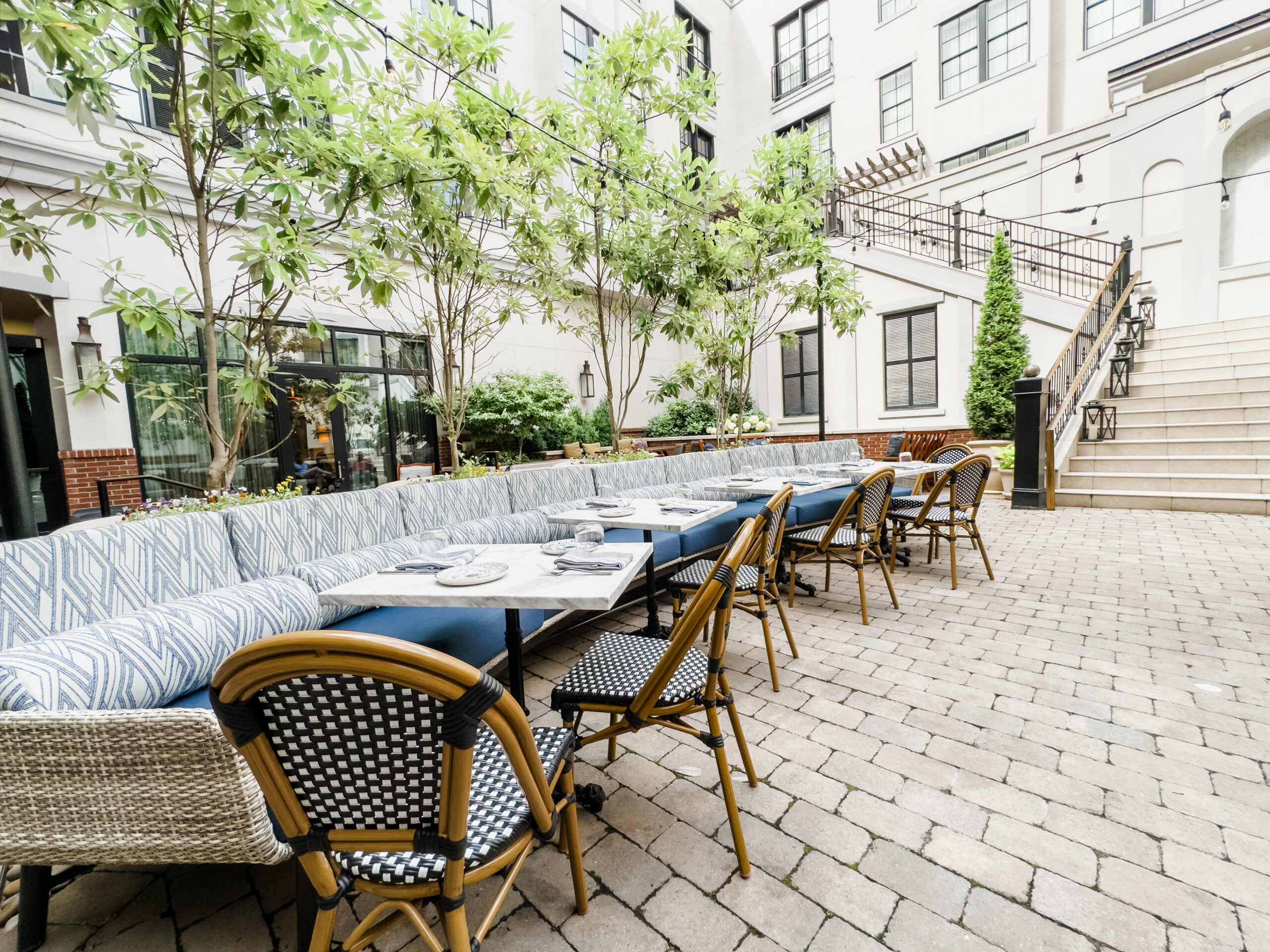 The Harpeth Hotel in downtown Franklin, TN, courtyard dining, and more.
