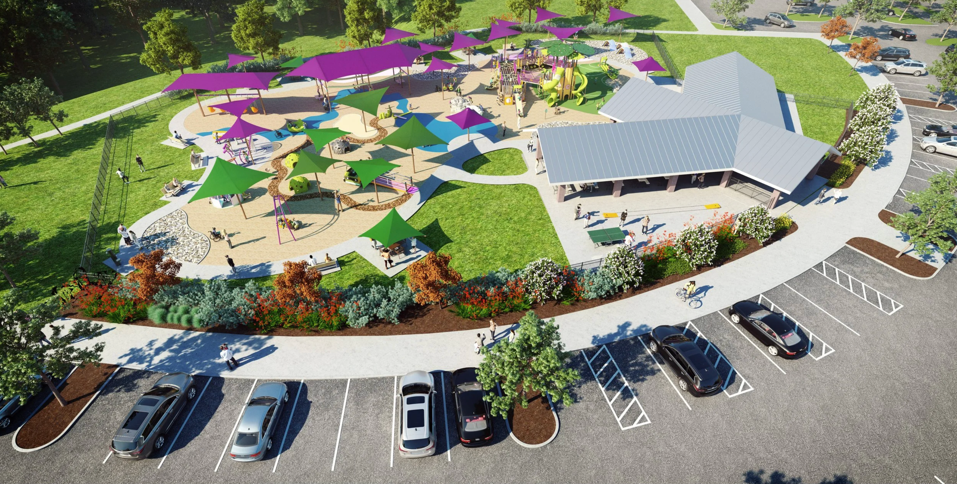 Ellie G’s Dream World inclusive playground rendering at The Pearl in Franklin, TN