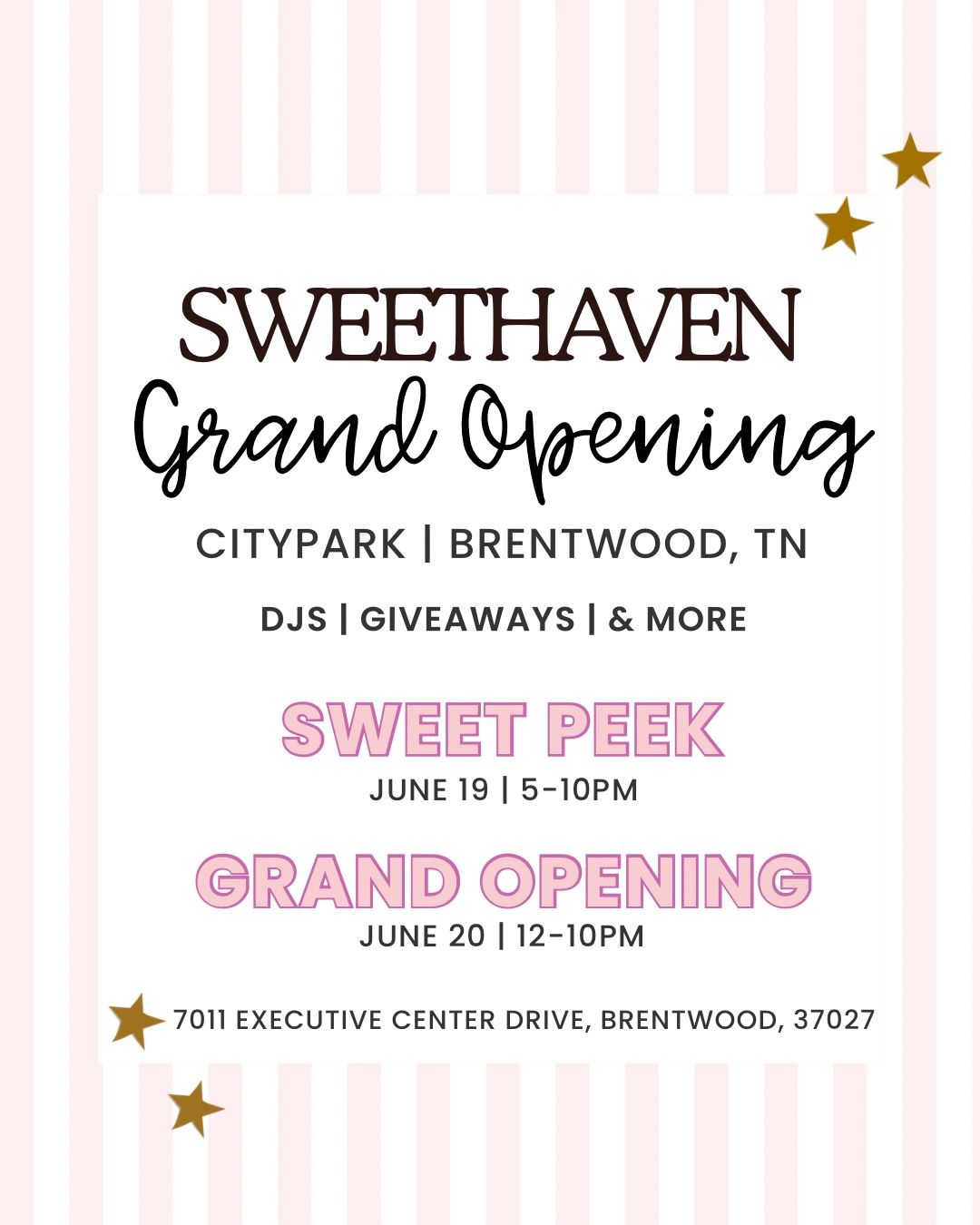 Sweethaven Brentwood, TN Grand Opening in CityPark.