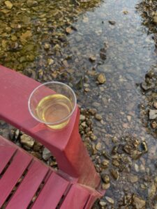 Franklin Tennessee Crown Winery Leipers Fork where guests can drink wine by the creek enjoying wine flights and glasses.
