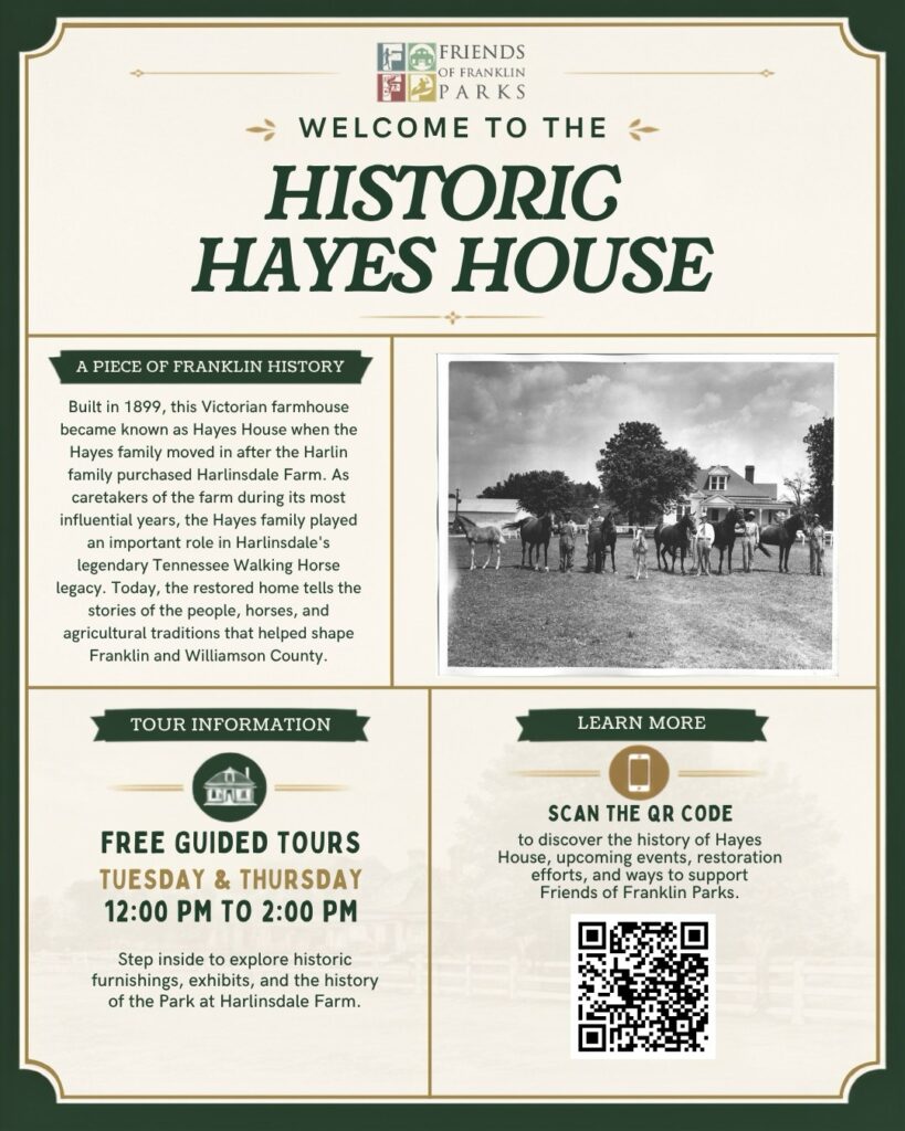 Historic Hayes House Tours in Franklin, TN at Harlinsdale Farm.