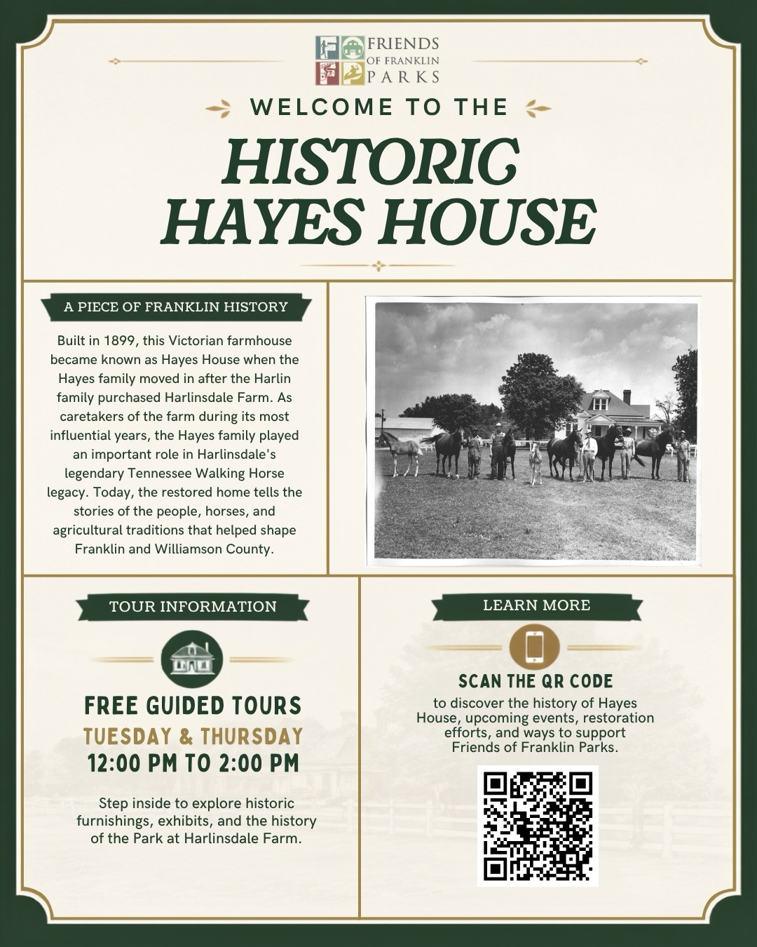Historic Hayes House Tours in Franklin, TN at Harlinsdale Farm.