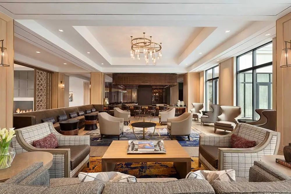 The Harpeth Hotel Downtown Franklin, TN, Lobby, 1799 Bar, Live Music, Seating Area.