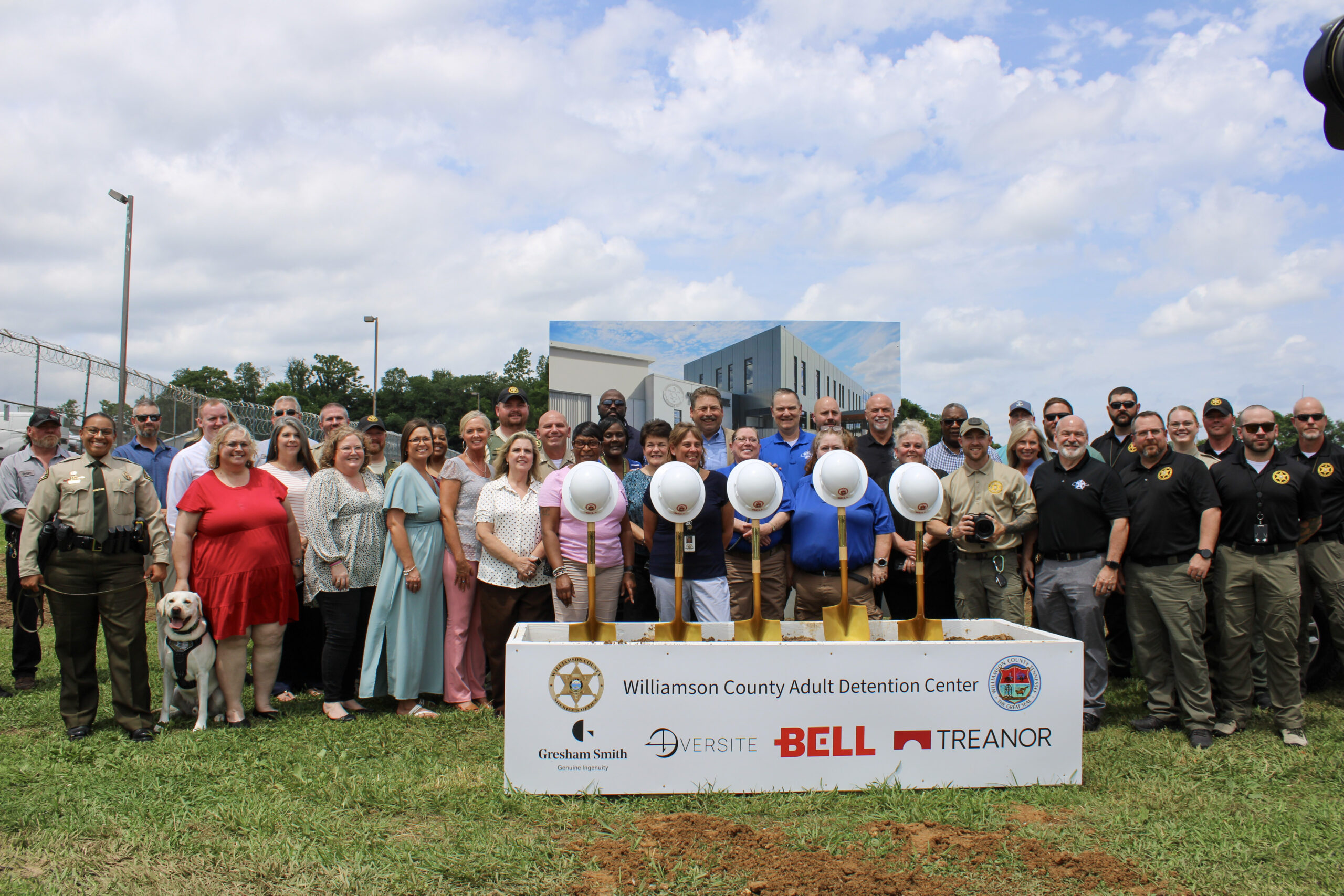 Adult Detention Center groundbreaking in Franklin, TN, Williamson County leaders, sheriff’s office staff, and project partners gather at the event.