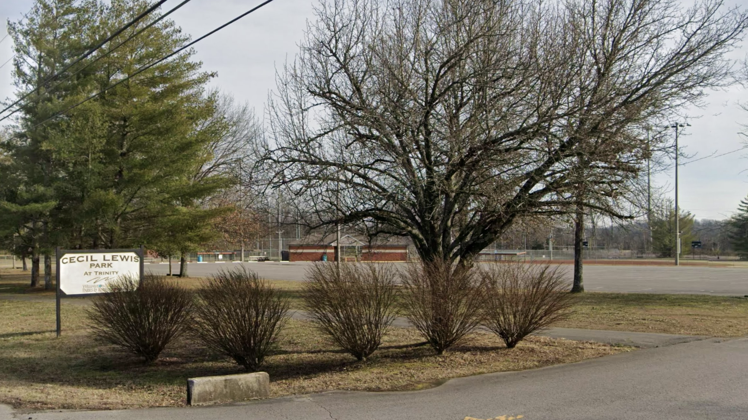 Cecil Lewis Park at Trinity sign and playground in Franklin, Tennessee