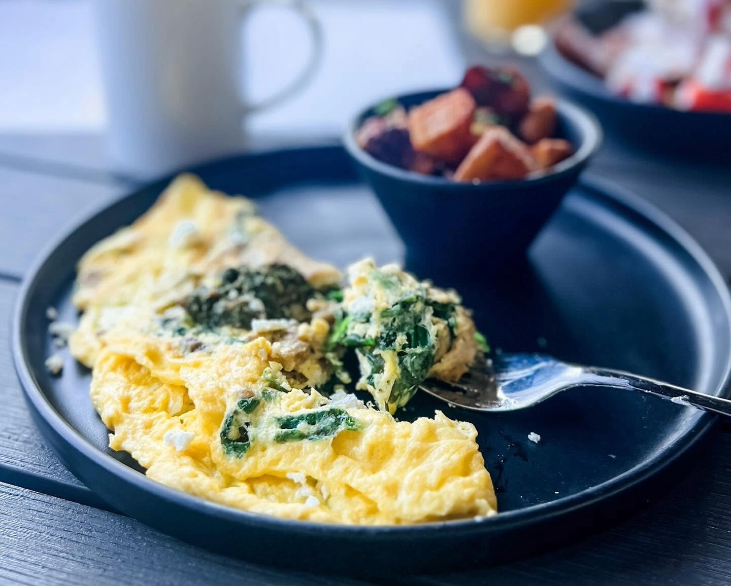 Omelette with potatoes at Coal Town Public House brunch in Westhaven Franklin, TN.