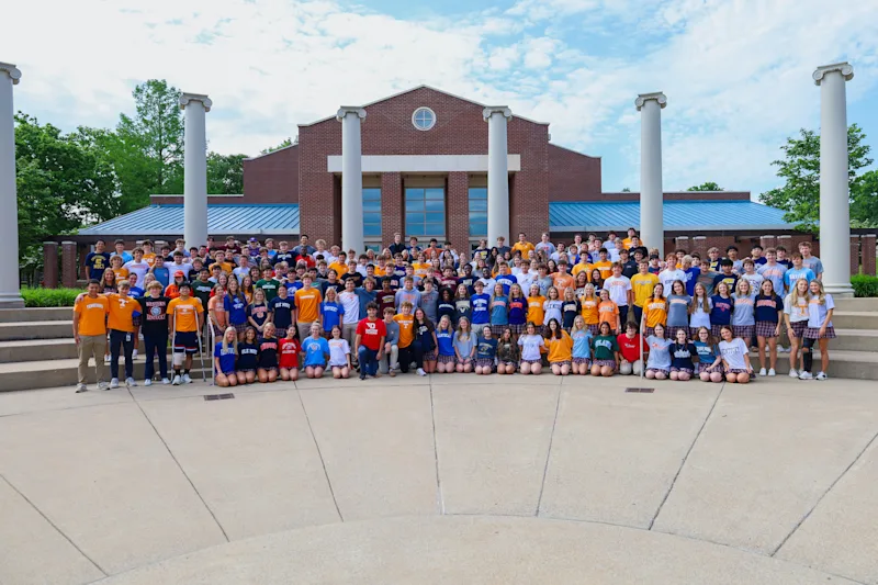 Students gather outside of Father Ryan High School in Nashville, TN.