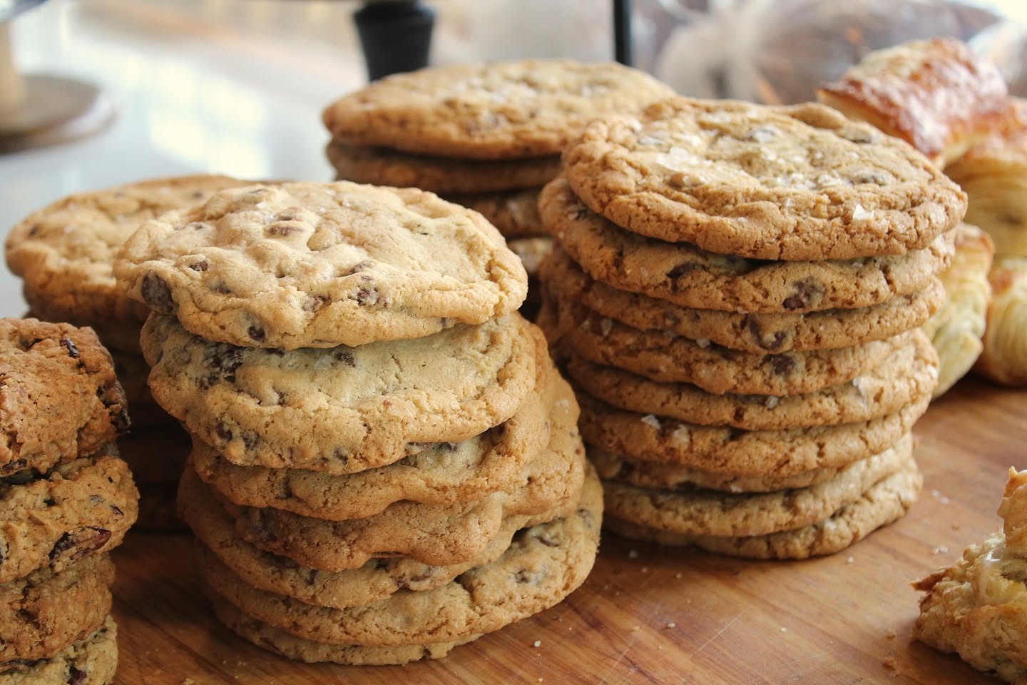 Stacks of chocolate chip cookies at Franklin Bakehouse in downtown Franklin, Tennessee.