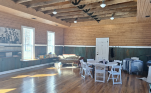 Interior of The Parham Schoolhouse in Leiper’s Fork, Tennessee, used for homeschool enrichment and nature-based learning.