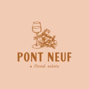 Pont Neuf logo featuring a wine glass and floral illustration for the Nashville wine bar.