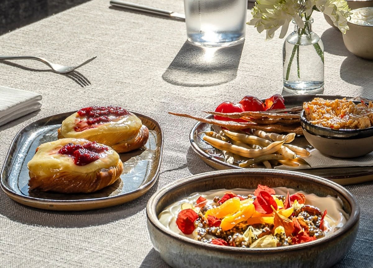 Family-style brunch dishes and pastries at January at Southall Farm and Inn in Franklin, TN.