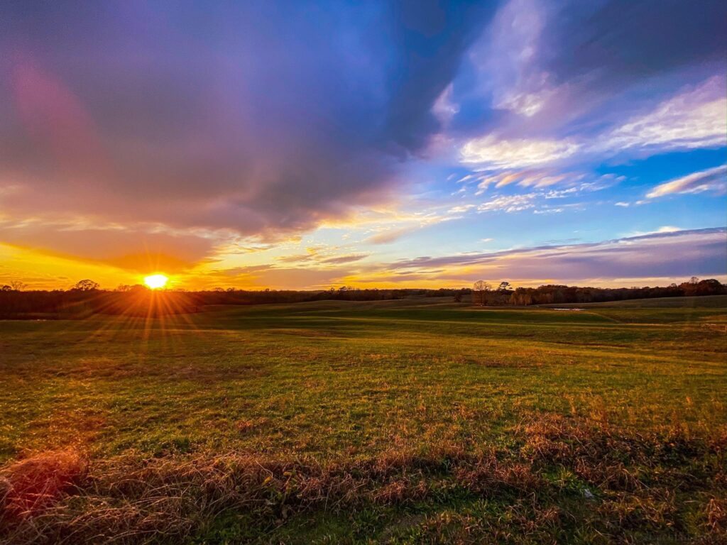 Sunset over the grounds at Spring Hill Funeral Home & Cemetery in Spring Hill, Tennessee.