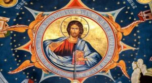Coptic Orthodox icon of Jesus Christ inside St. Barbara Coptic Orthodox Church in Franklin, Tennessee.