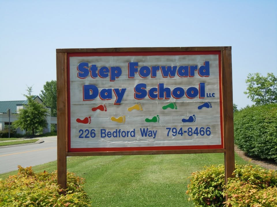 Step Forward Day School sign outside the early childhood education center in Franklin, Tennessee.