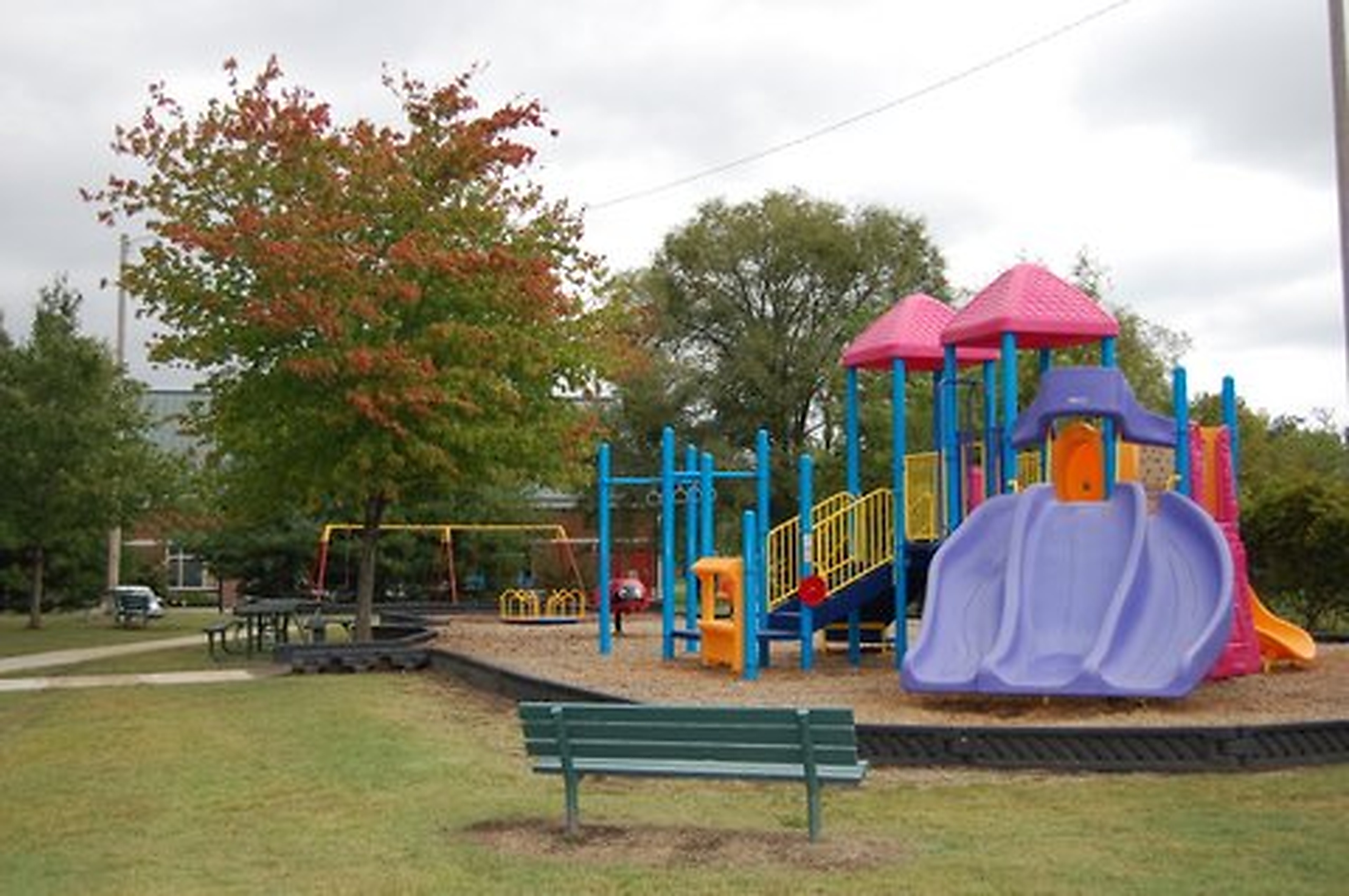 Colorful playground at Strahl Street Park in Franklin, Tennessee