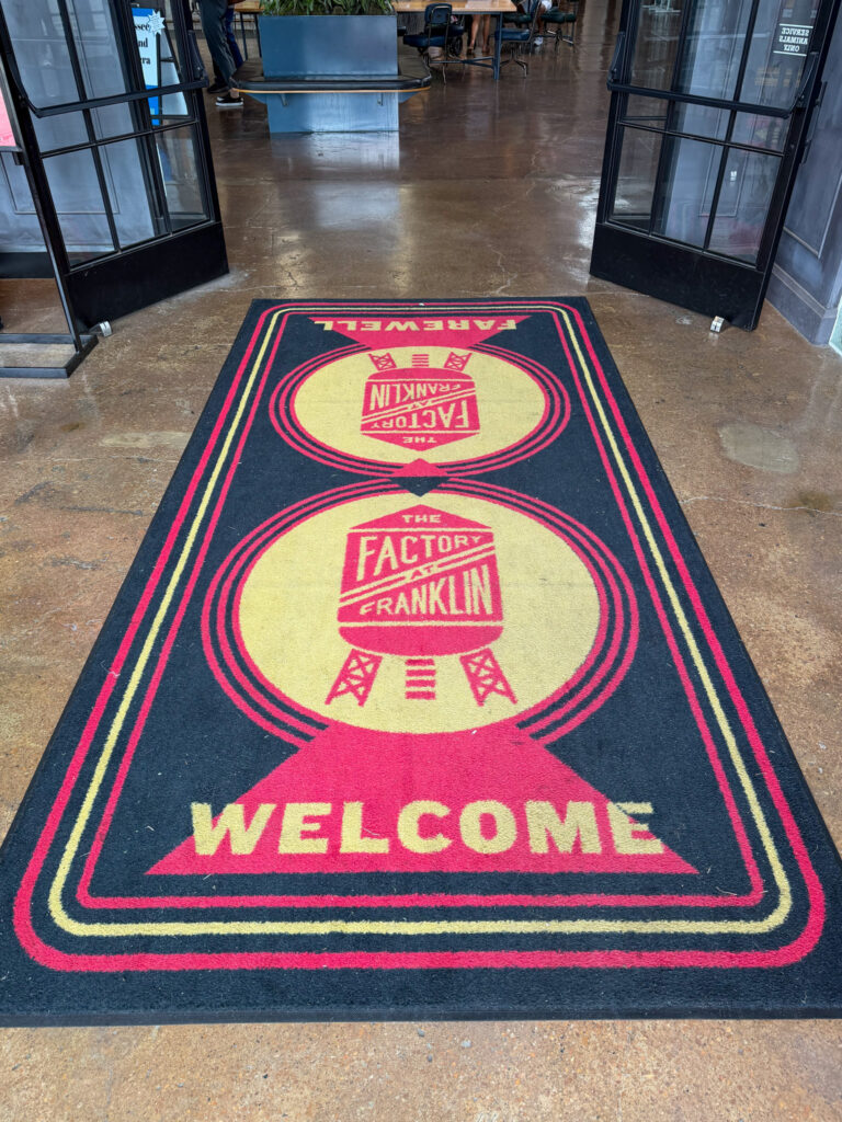 The Factory at Franklin entrance Welcome.