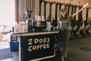 2 Dogs Coffee mobile espresso cart serving coffee drinks at weddings, parties, and events in Franklin and Thompson’s Station, TN