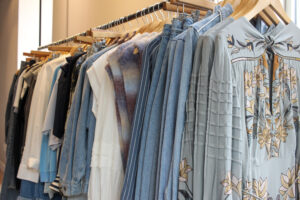 Emmeline boutique dress display featuring women’s fashion and clothing on Main Street in Downtown Franklin, TN